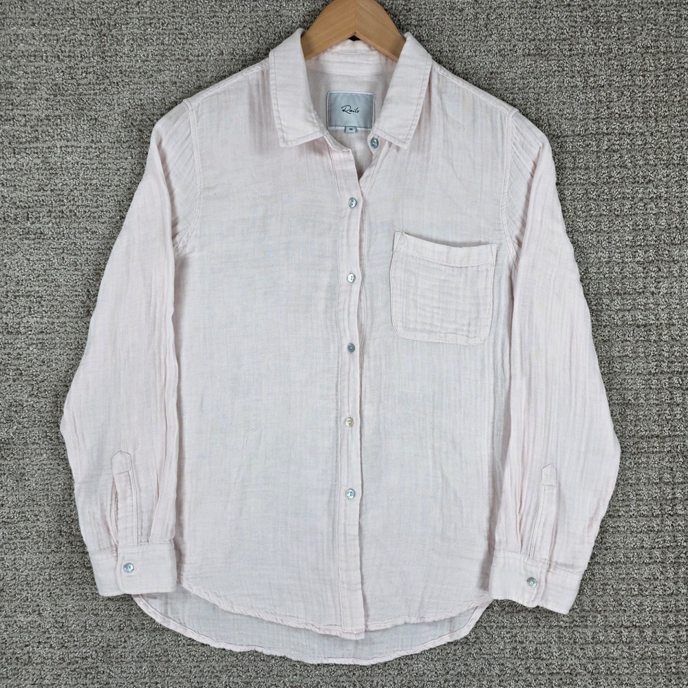 Rails Ellis Cotton Gauze Button Down Shirt Petal Pink Womens Medium
